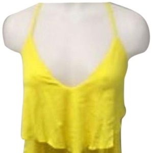 Moon Katz t strap back ruffle yellow dress sz s